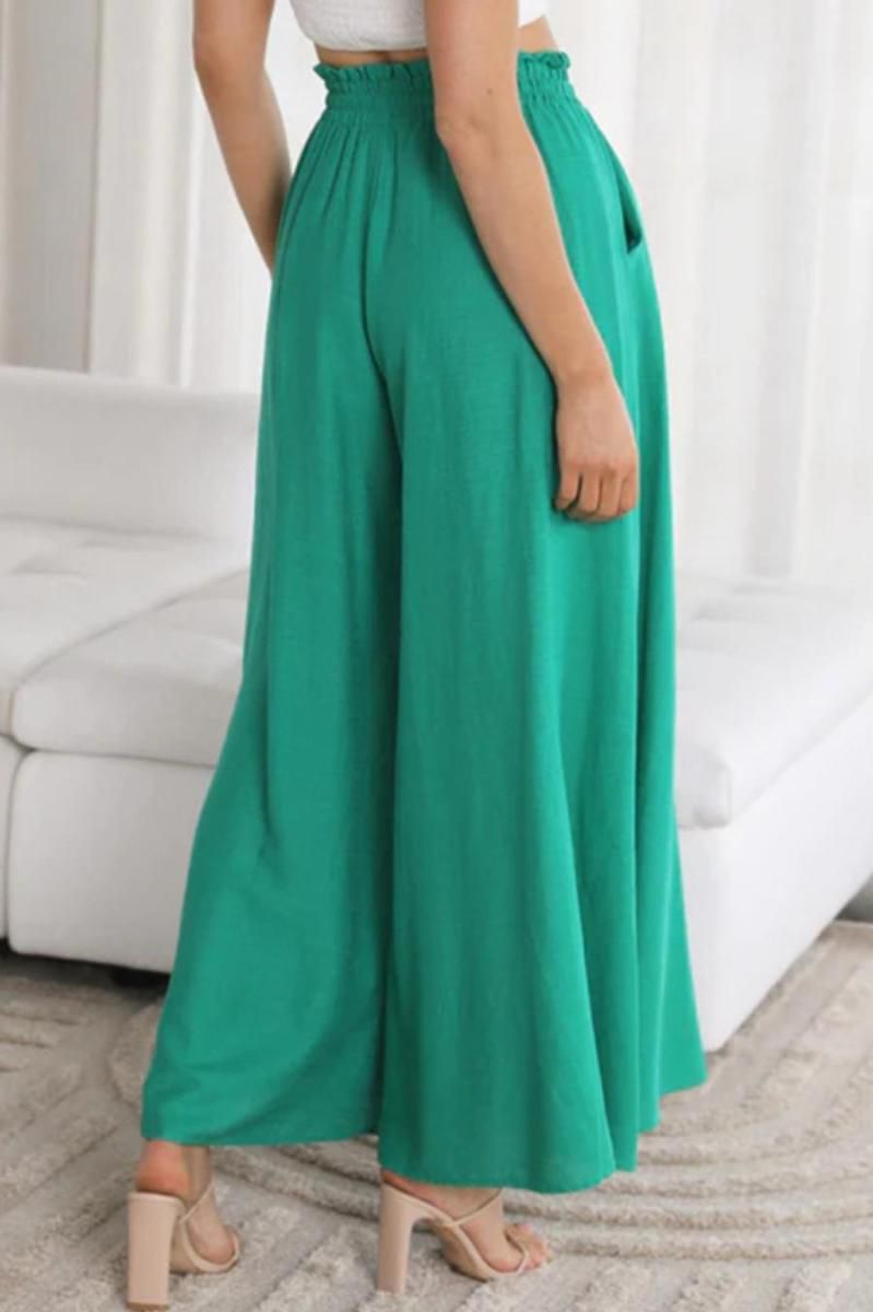 Palazzo verde con elástico en cintura