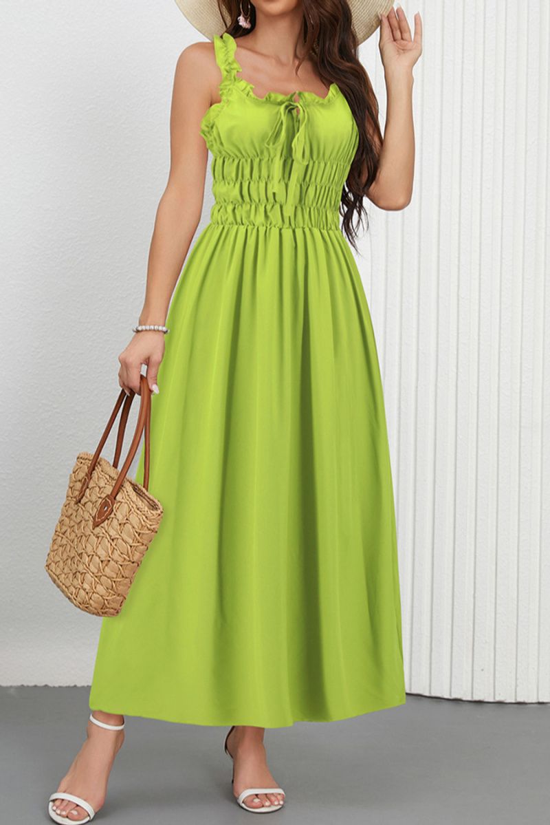 Traje maxi verde limón