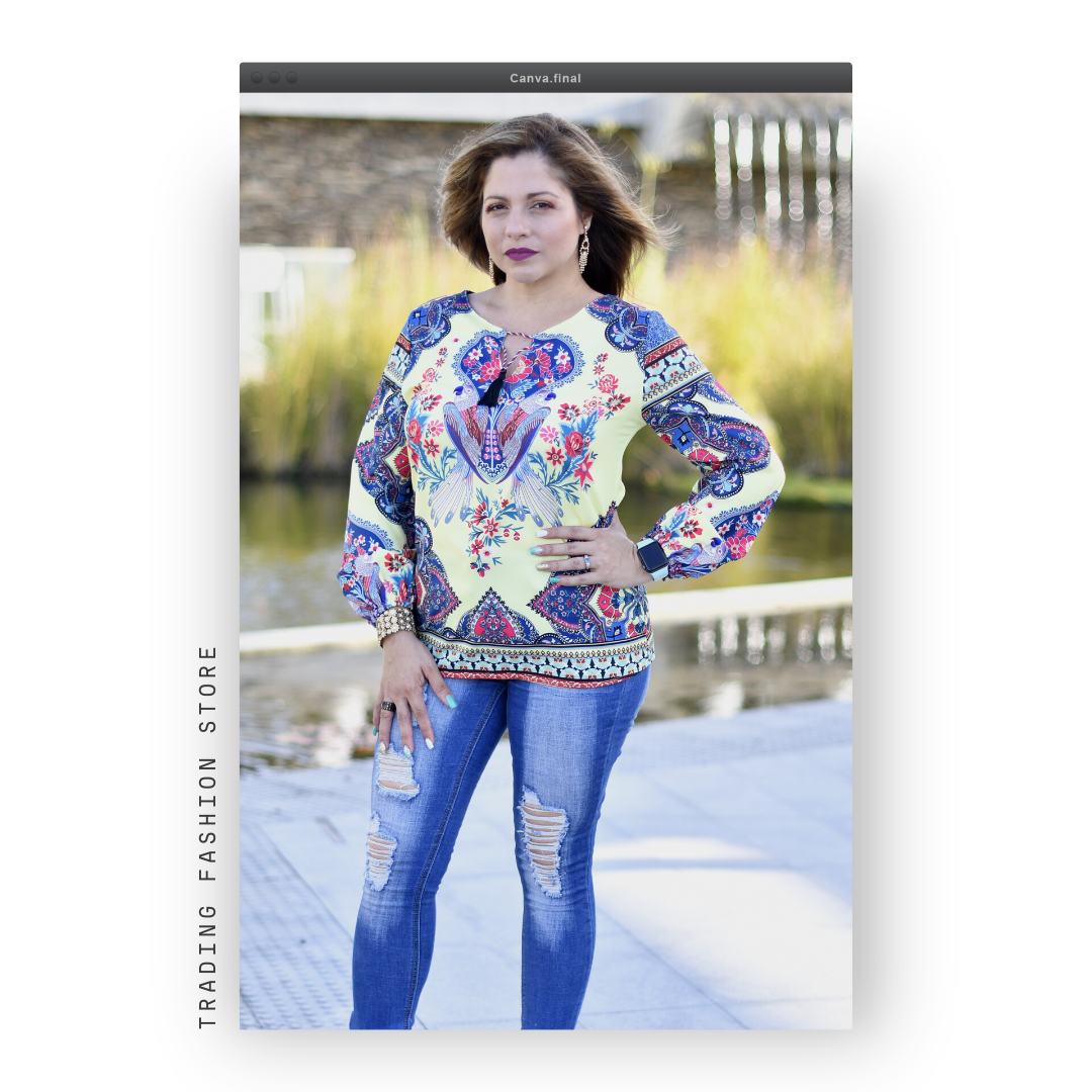 Blusa manga larga con diseño