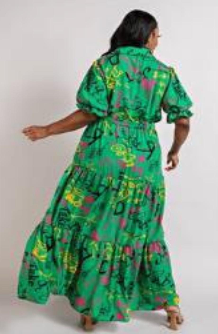 Traje Plus maxi print verde