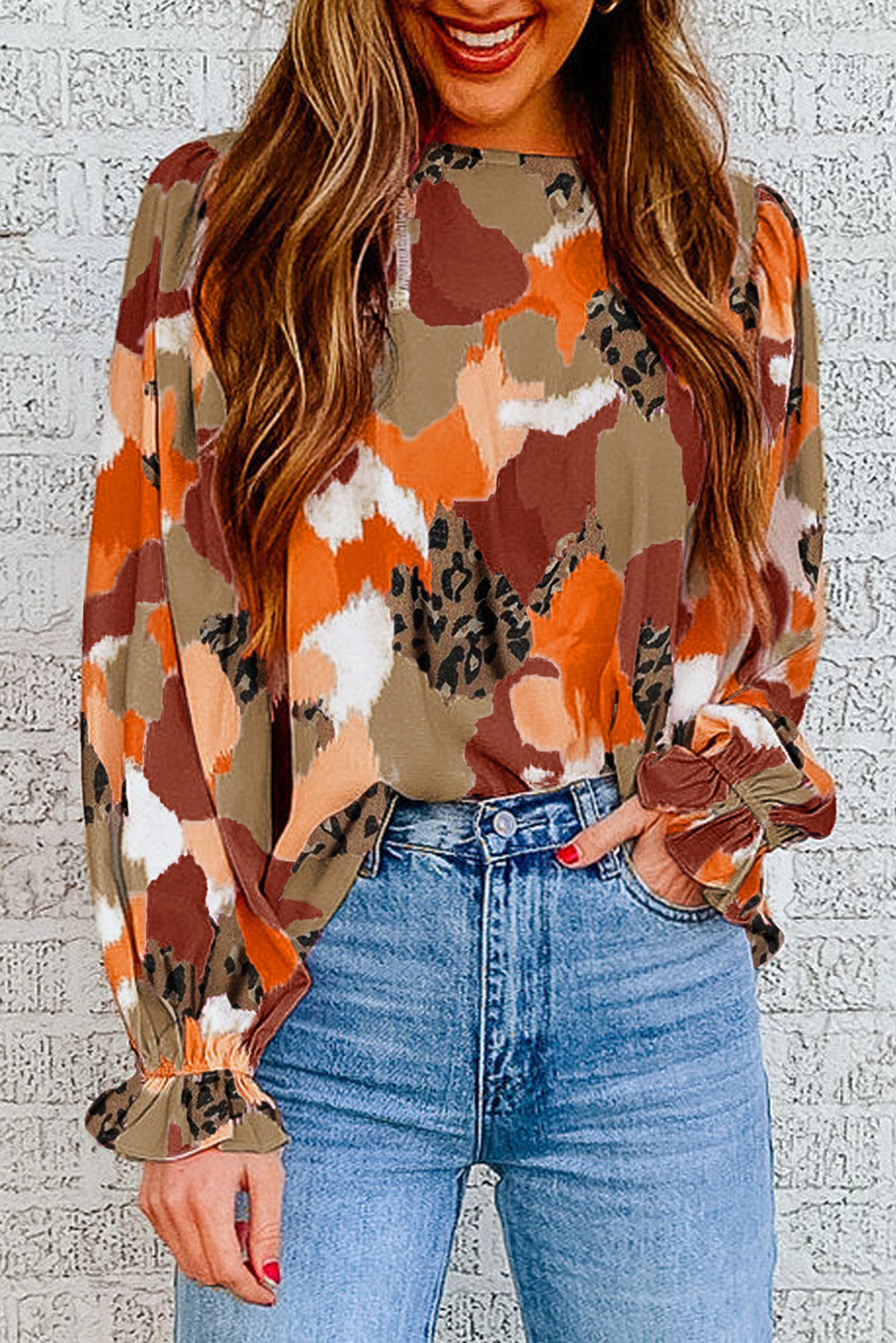 Blusa Abstract Printed Long Sleeve