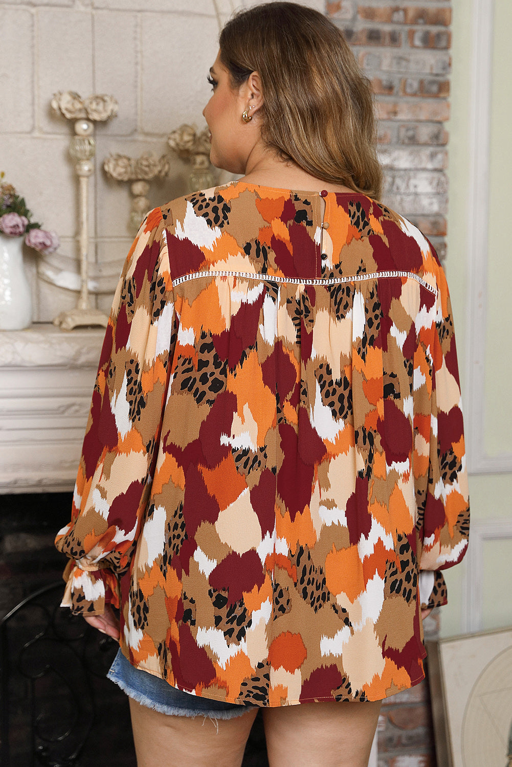 Blusa Abstract Printed Long Sleeve