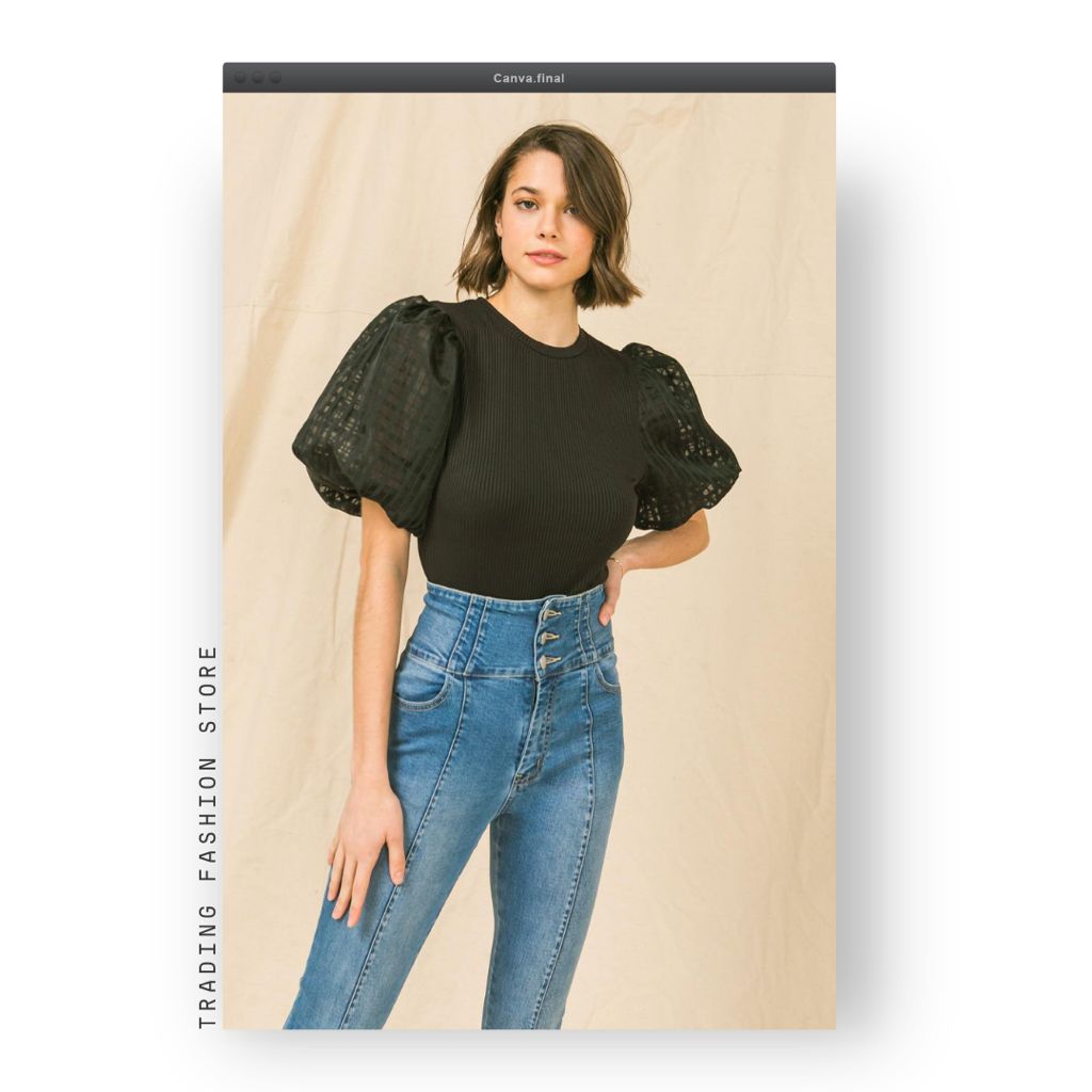 Blusa Negra con estilo  "Puff Sleeve"