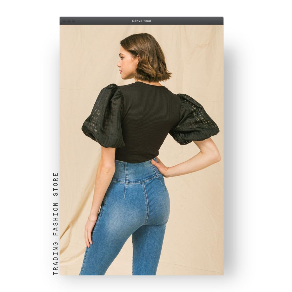 Blusa Negra con estilo  "Puff Sleeve"